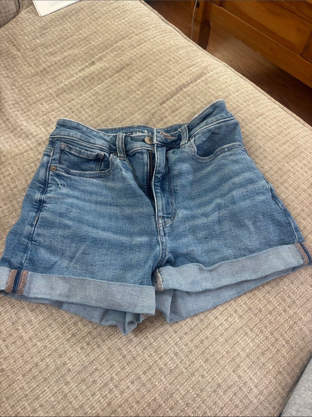 American Eagle Outfitters Medium Blue High-Rise Denim Shorts